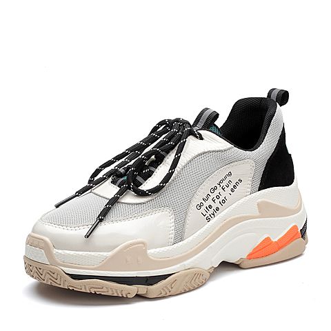 Teenmix/天美意春专柜同款米白/灰色厚底街头风女休闲鞋AR571AM8