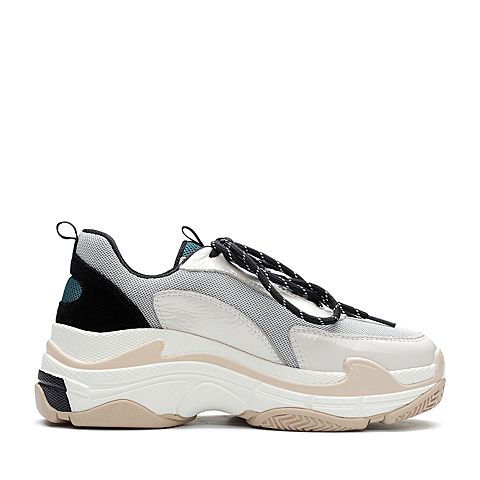 Teenmix/天美意春专柜同款米白/灰色厚底街头风女休闲鞋AR571AM8