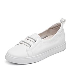 Teenmix/天美意2018春专柜同款白色牛皮革女休闲鞋6W701AQ8