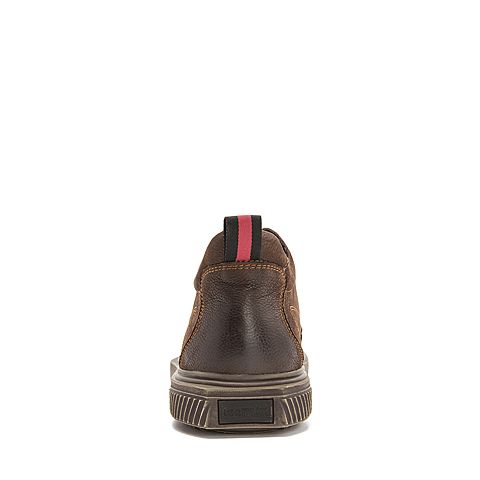 Teenmix/天美意冬商场同款棕色磨砂牛皮革平跟男休闲靴2KQ01DD8