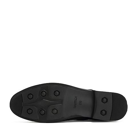 Teenmix/天美意冬商场同款黑色摔纹牛皮革男皮鞋CBQ01DD8