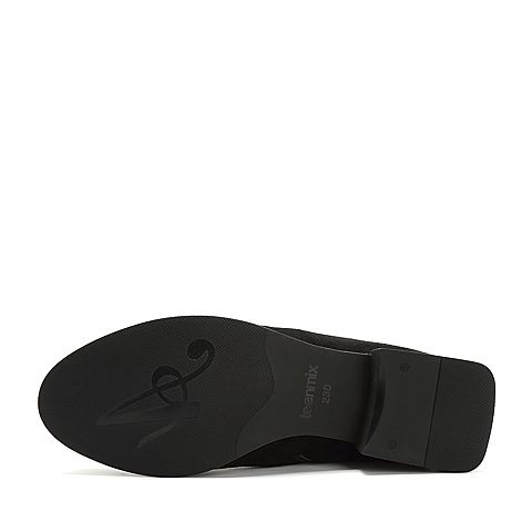 Teenmix/天美意冬商场同款黑色纺织品女靴方跟长筒靴AS661DC8