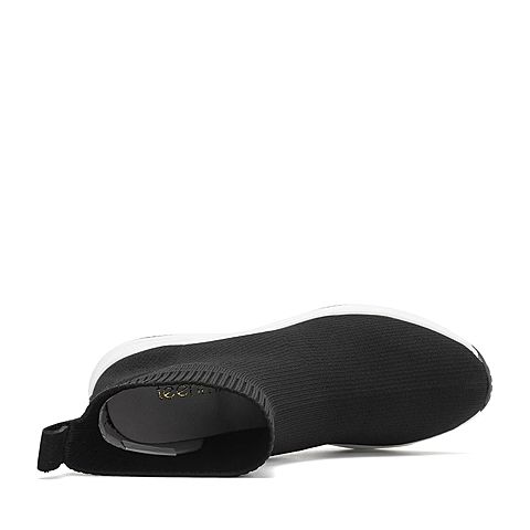 Teenmix/天美意冬商场同款黑色纺织品女休闲靴AT521DD8