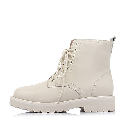Teenmix/天美意冬商场同款米绒里牛皮革方跟马丁靴女短靴AS521DD8