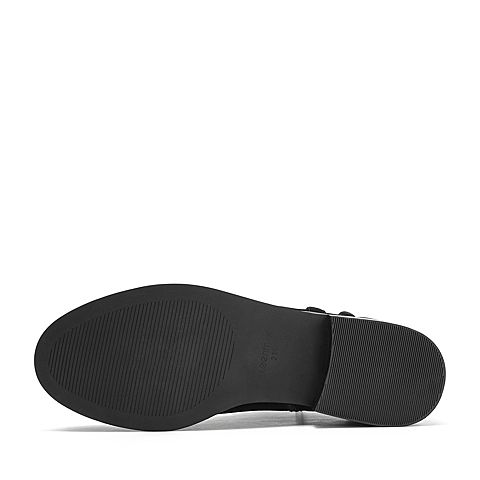 Teenmix/天美意冬商场同款黑色羊绒皮革舒适方跟女短靴AS531DD8