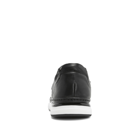 Teenmix/天美意春新款商场同款黑色牛皮革/纺织品男皮鞋65B03AM9