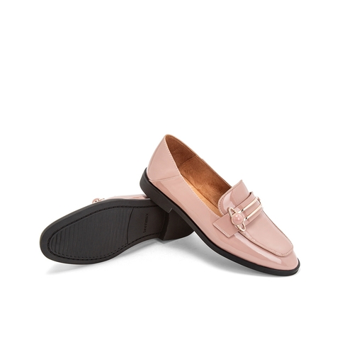 Teenmix/天美意春新款商场同款粉色金属装饰漆皮牛皮革女皮鞋穆勒鞋单鞋CFN10AQ9