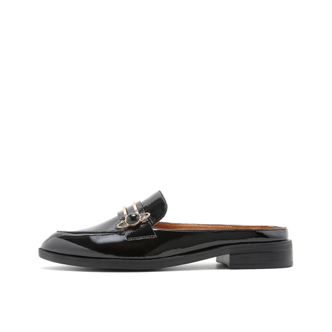 Teenmix/天美意夏新款商场同款黑色漆皮牛皮革女皮凉鞋6T534BH9