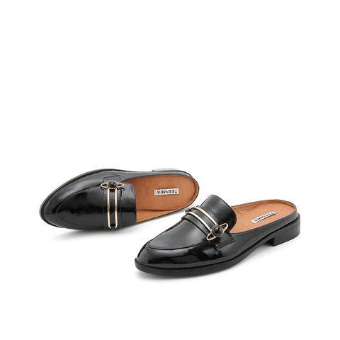 Teenmix/天美意夏新款商场同款黑色漆皮牛皮革女皮凉鞋6T534BH9