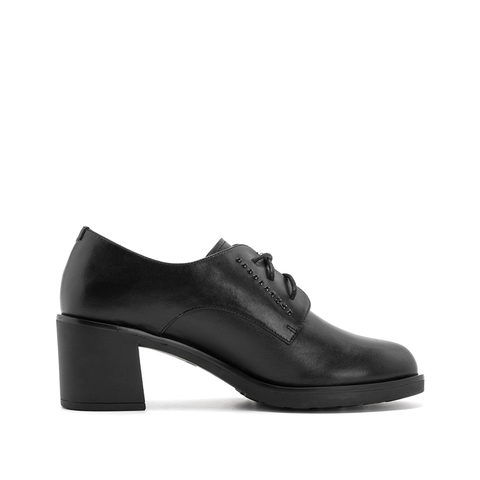Teenmix/天美意春新品商场同款黑色牛皮革女皮鞋CFC22AM9