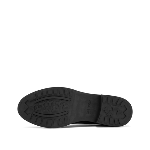 Teenmix/天美意春新品商场同款黑色擦色牛皮革女皮鞋CAT25AM9