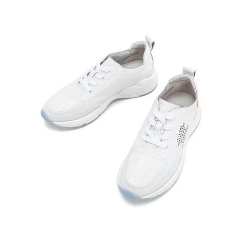 Teenmix/天美意春新款商场同款白色韩版老爹鞋牛皮革女旅游鞋AT341AM9