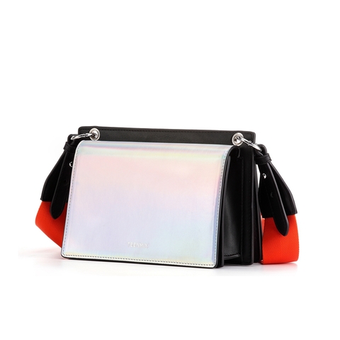 Teenmix/天美意春商场同款黑/银时尚背提包X1631AX9