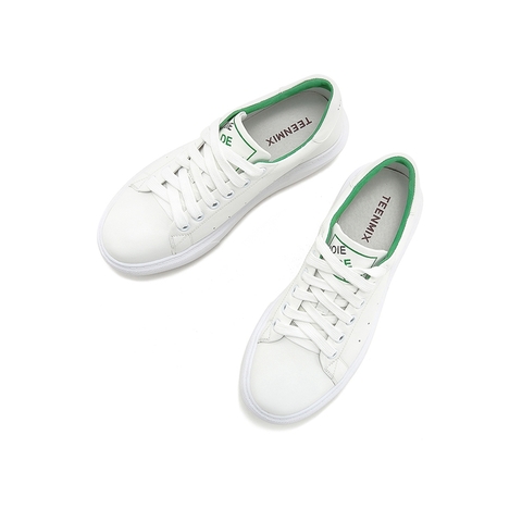 Teenmix/天美意春新品商场同款白色牛皮革女休闲鞋板鞋AT601AM9