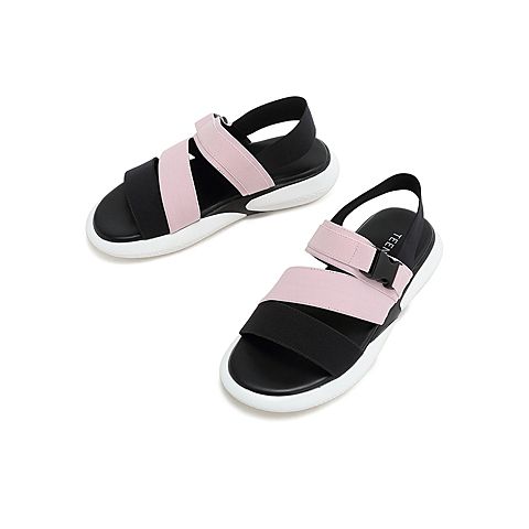 Teenmix/天美意夏新款粉色休闲舒适织带轻巧女凉鞋BG000BL9