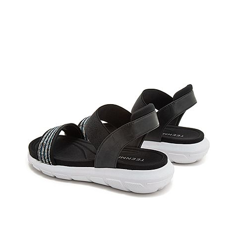 Teenmix/天美意夏新款商场同款黑色一字带亮片轻质女凉鞋CJK05BL9