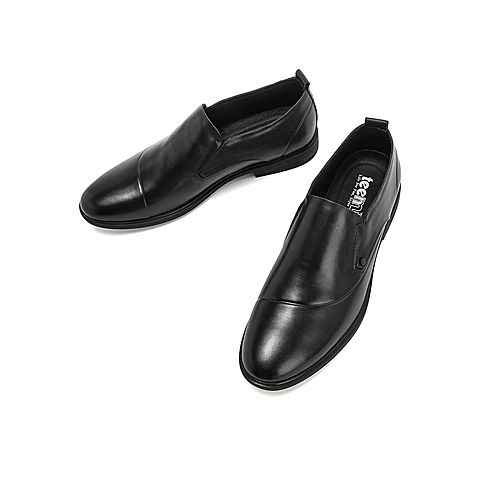 Teenmix/天美意夏新款商场同款黑色休闲男皮鞋乐福鞋2NH01BM9