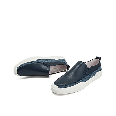 Teenmix/天美意夏新款商场同款蓝色套脚乐福鞋男休闲鞋2NL01BM9