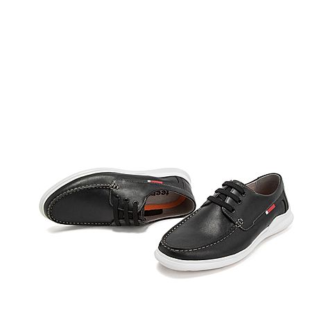 Teenmix/天美意夏新款商场同款黑色软面皮鞋男休闲鞋CFX01BM9