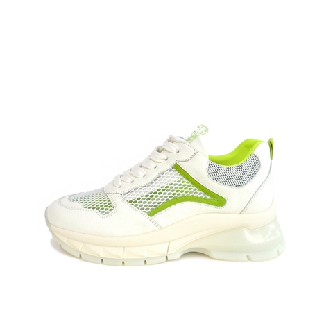 Teenmix/天美意夏新款商场同款米白/绿色荧光撞色女旅游鞋老爹鞋AU411BM9