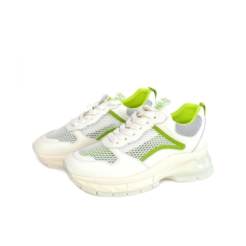 Teenmix/天美意夏新款商场同款米白/绿色荧光撞色女旅游鞋老爹鞋AU411BM9