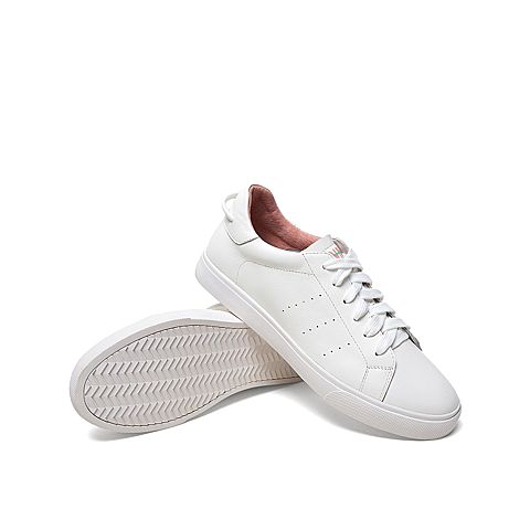 Teenmix/天美意秋新款商场同款牛皮板鞋小白鞋女休闲鞋AU521CM9