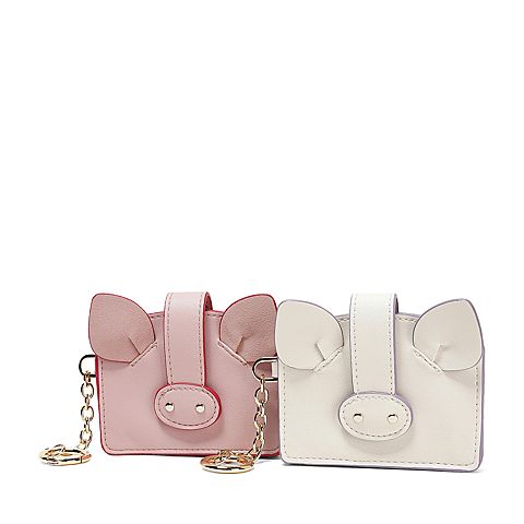 Teenmix/天美意秋新款商场同款白色时尚可爱卡通小猪女证件夹X1739CV9