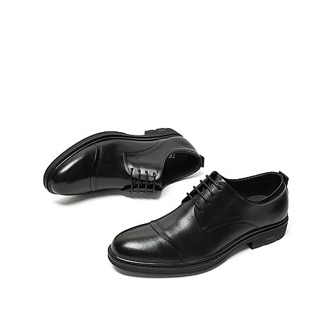 Teenmix/天美意秋新款商场同款婚鞋黑色牛皮革男皮鞋2PC01CM9