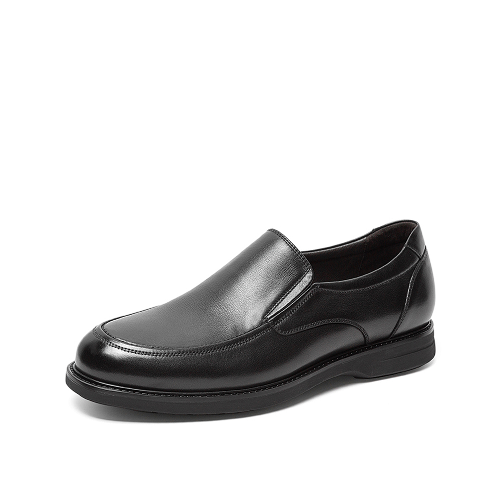 Teenmix/天美意秋新款商场同款黑色套脚舒适牛皮革男皮鞋2PS01CM9