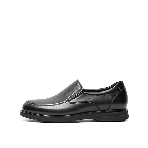 Teenmix/天美意秋新款商场同款黑色套脚舒适牛皮革男皮鞋2PS01CM9