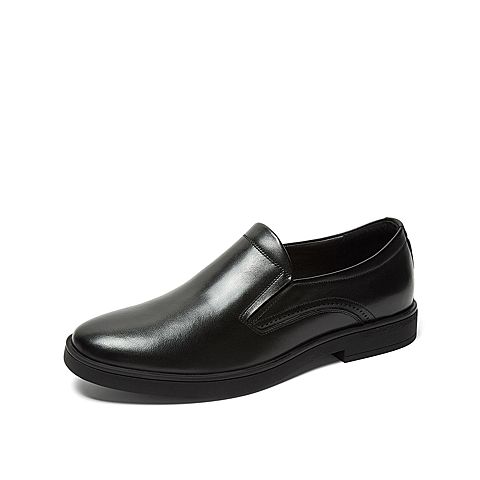 Teenmix/天美意秋新款商场同款黑色雕花套脚牛皮革男皮鞋2PQ02CM9