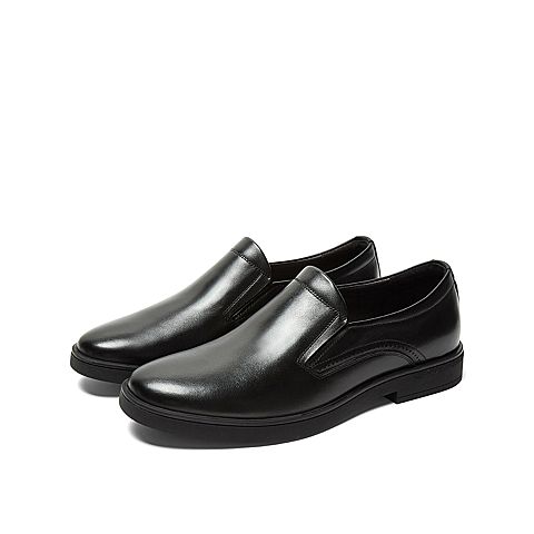 Teenmix/天美意秋新款商场同款黑色雕花套脚牛皮革男皮鞋2PQ02CM9