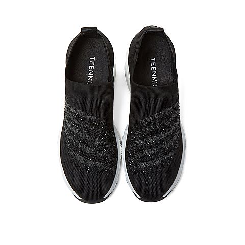 Teenmix/天美意秋新款商场同款黑色厚底布面女休闲鞋AU731CM9