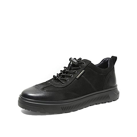 Teenmix/天美意冬新款商场同款黑色磨砂牛皮革休闲低靴男皮靴64140DD9