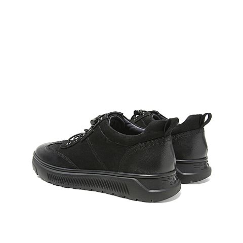 Teenmix/天美意冬新款商场同款黑色磨砂牛皮革休闲低靴男皮靴64140DD9