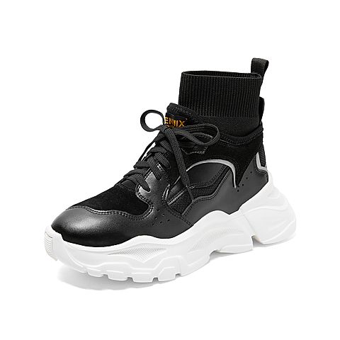 Teenmix/天美意冬新款商场同款黑色韩版时尚老爹鞋短靴女休闲靴CK941DD9