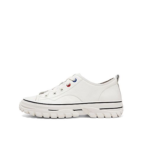 Teenmix/天美意秋新款商场同款米白色低帮小白鞋女休闲鞋AV601CM9