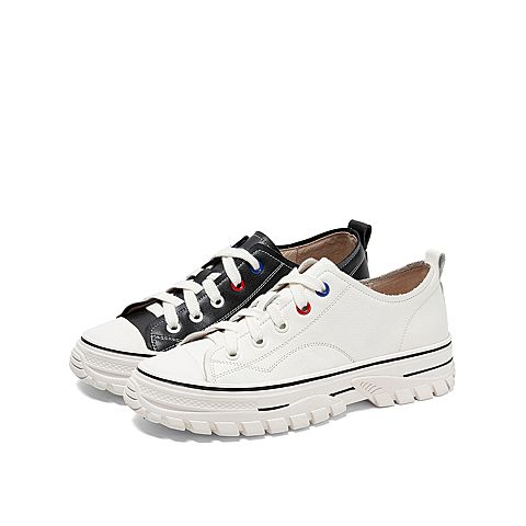 Teenmix/天美意秋新款商场同款米白色低帮小白鞋女休闲鞋AV601CM9