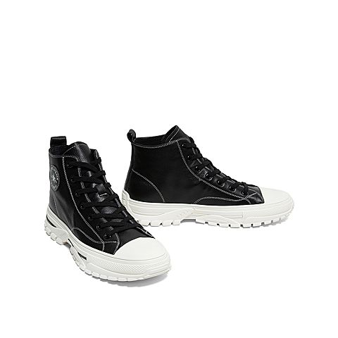 Teenmix/天美意秋新款商场同款黑色学院风绑带牛皮革男休闲皮靴2RJ01CD9