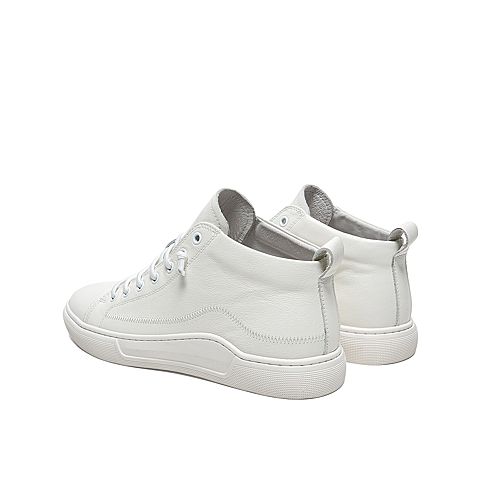 Teenmix/天美意冬新款商场同款白色青春休闲板鞋牛皮革男休闲靴2RR01DD9