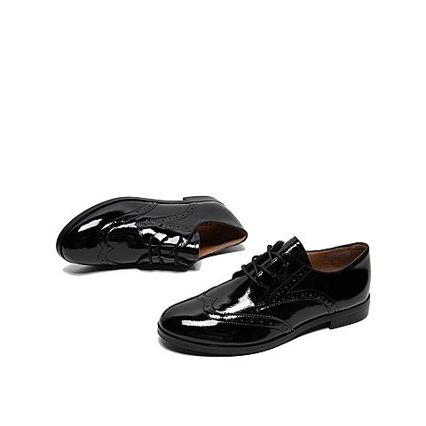 Teenmix/天美意2020春商场同款英伦布洛克牛皮革女皮鞋休闲鞋CBQ31AM0