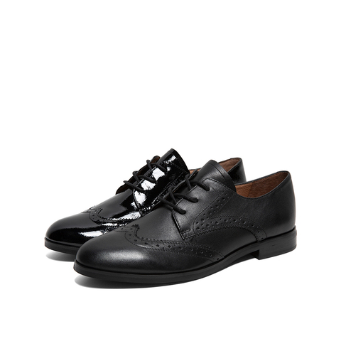 Teenmix/天美意2020春商场同款英伦布洛克牛皮革女皮鞋休闲鞋CBQ31AM0