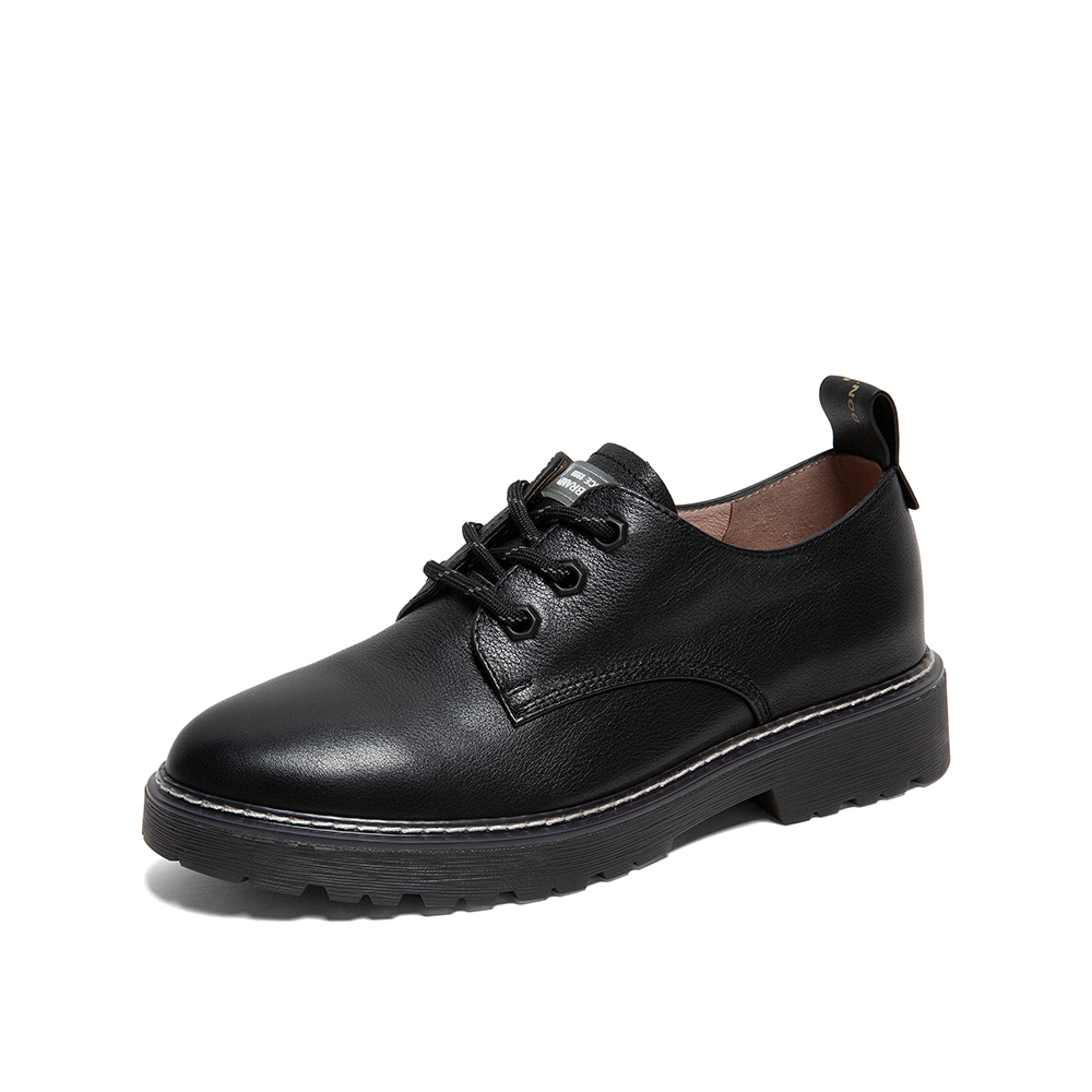 Teenmix/天美意2020春新款商场同款圆头休闲牛皮革女皮鞋CLY23AM0