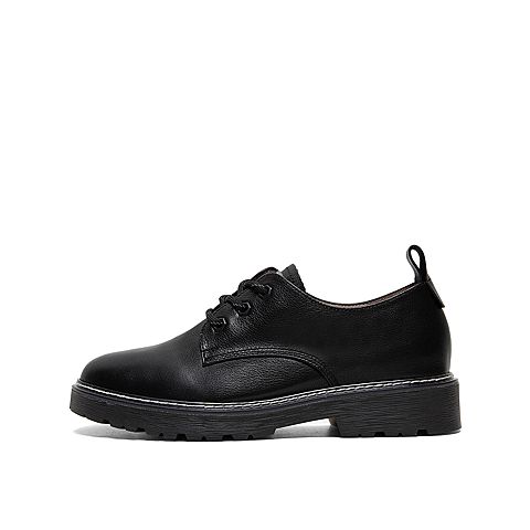 Teenmix/天美意2020春新款商场同款圆头休闲牛皮革女皮鞋CLY23AM0