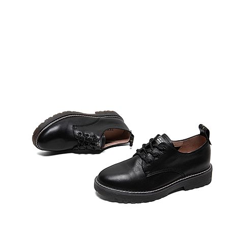 Teenmix/天美意2020春新款商场同款圆头休闲牛皮革女皮鞋CLY23AM0