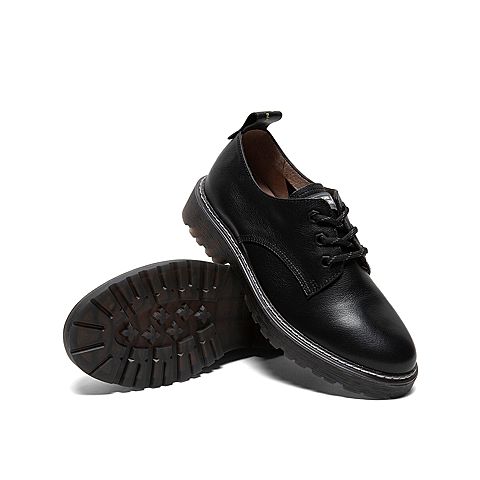 Teenmix/天美意2020春新款商场同款圆头休闲牛皮革女皮鞋CLY23AM0