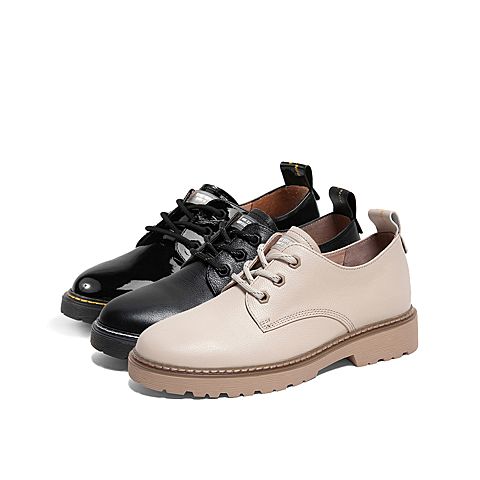 Teenmix/天美意2020春新款商场同款圆头休闲牛皮革女皮鞋CLY23AM0