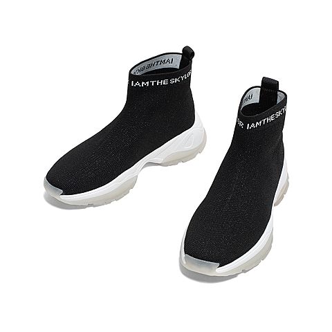 Teenmix/天美意2020春新款商场同款黑色时尚飞织女旅游靴袜靴CP140AD0