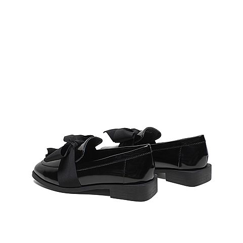 Teenmix/天美意2020春商场同款甜美蝴蝶结牛皮革/纺织品女皮鞋单鞋AW171AQ0