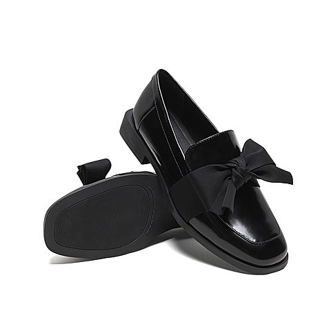 Teenmix/天美意2020春商场同款甜美蝴蝶结牛皮革/纺织品女皮鞋单鞋AW171AQ0